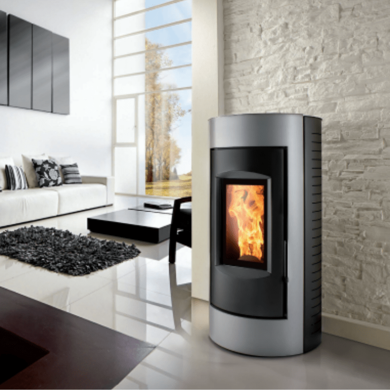 STUFA A LEGNA MONTEGRAPPA CONV. NATURALE ( 7090022900 ) + RIVESTIMENTO GRIGIO ( 2062904038 )